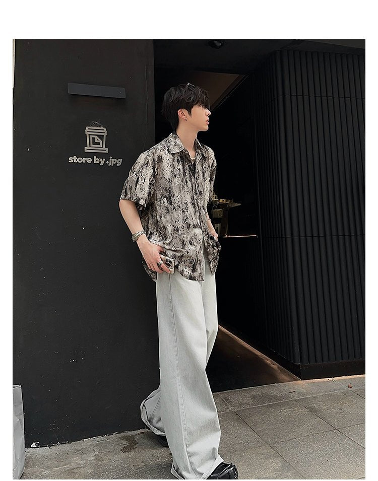 White gray wide denim pants OR3248 - ORUN