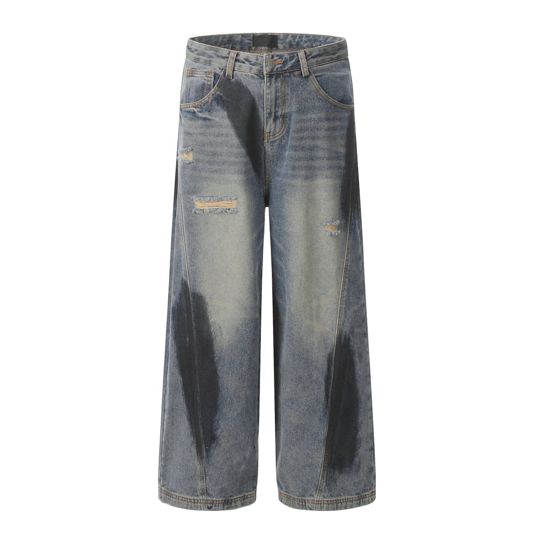 ワイドダメージデニムパンツ メンズ ストリート｜Wide Damaged DENIM