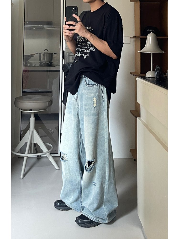 Wide damaged denim pants OR4313 - ORUN