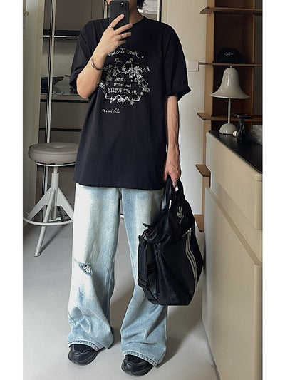 Wide damaged denim pants OR4313 - ORUN