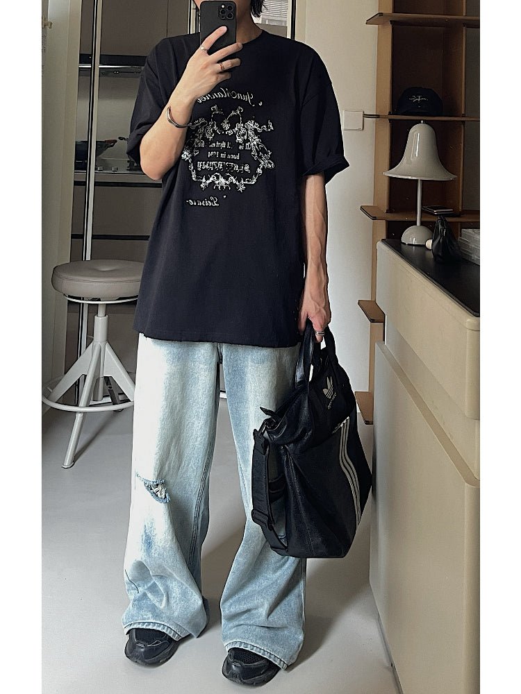 Wide damaged denim pants OR4313 - ORUN