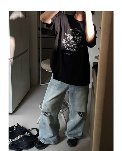 Wide damaged denim pants OR4313 - ORUN