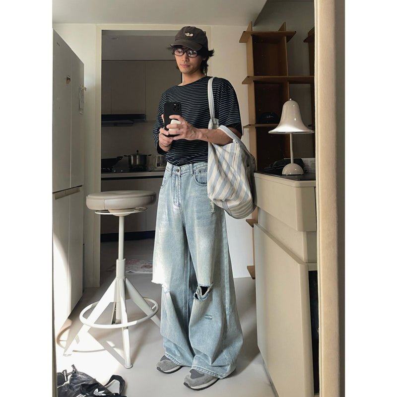 Wide damaged denim pants OR4313 - ORUN