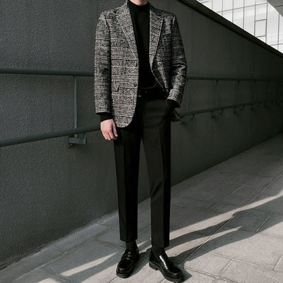 Check pattern wool jacket or1033