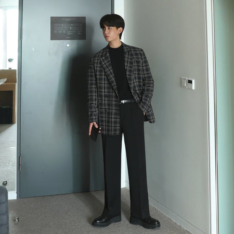 Casual check suit jacket or1073