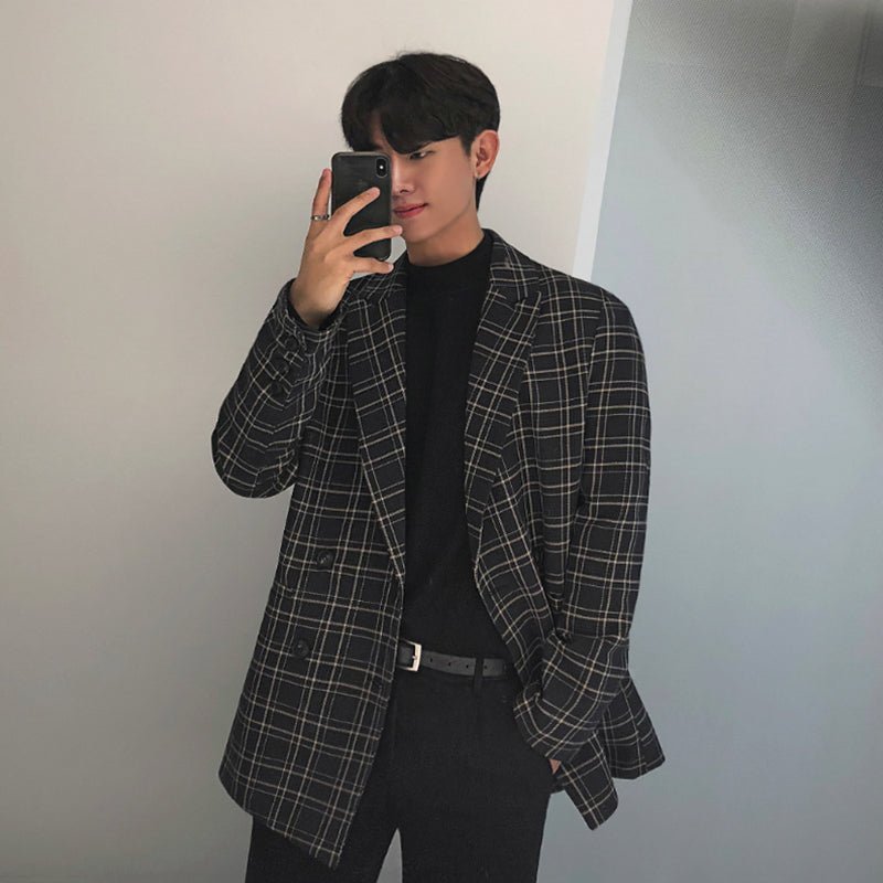 Casual check suit jacket or1073