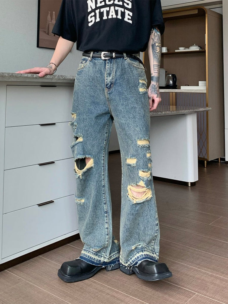 Damage Wide Denim Pants or1219 – ORUN Damage Wide Denim Pants or1219 – ORUN
