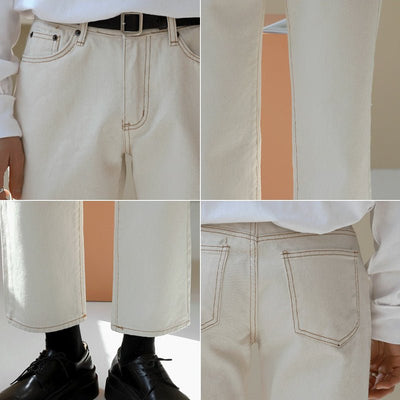 Straight White Denim Pants or1031
