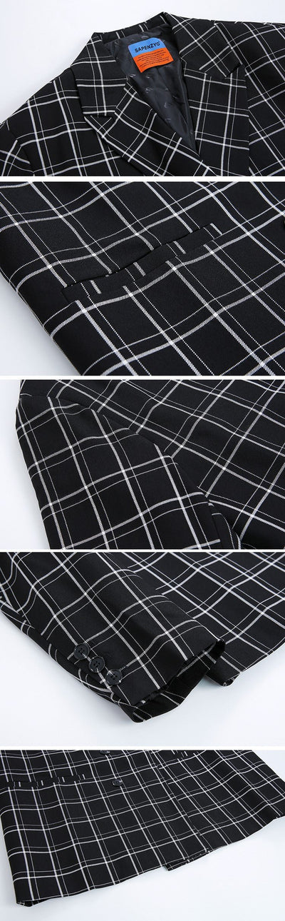 Casual check suit jacket or1073