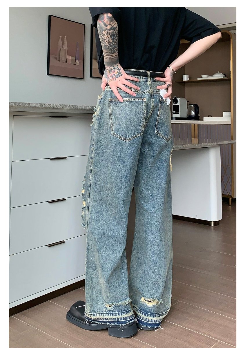 Damage Wide Denim Pants or1219 – ORUN Damage Wide Denim Pants or1219 – ORUN