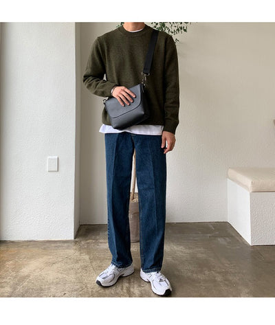 Straight denim pants or748