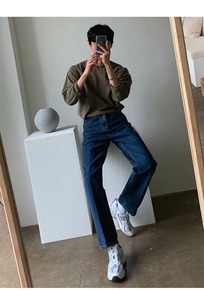 Straight denim pants or748