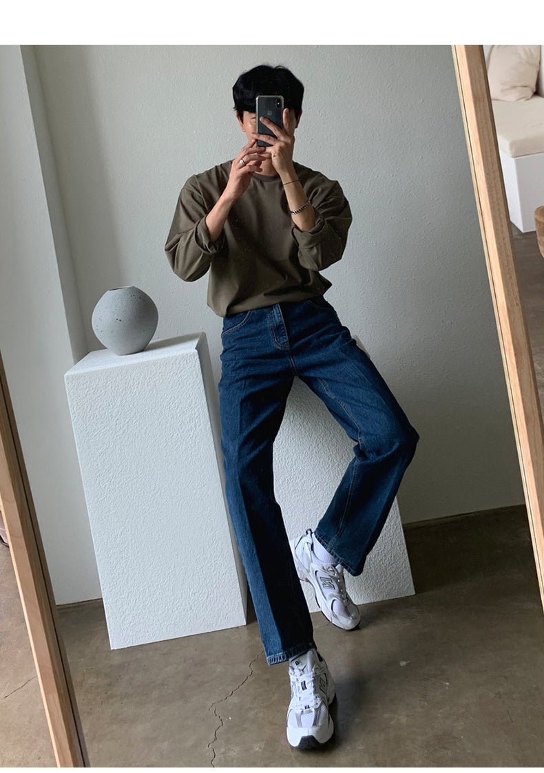 Straight denim pants or748