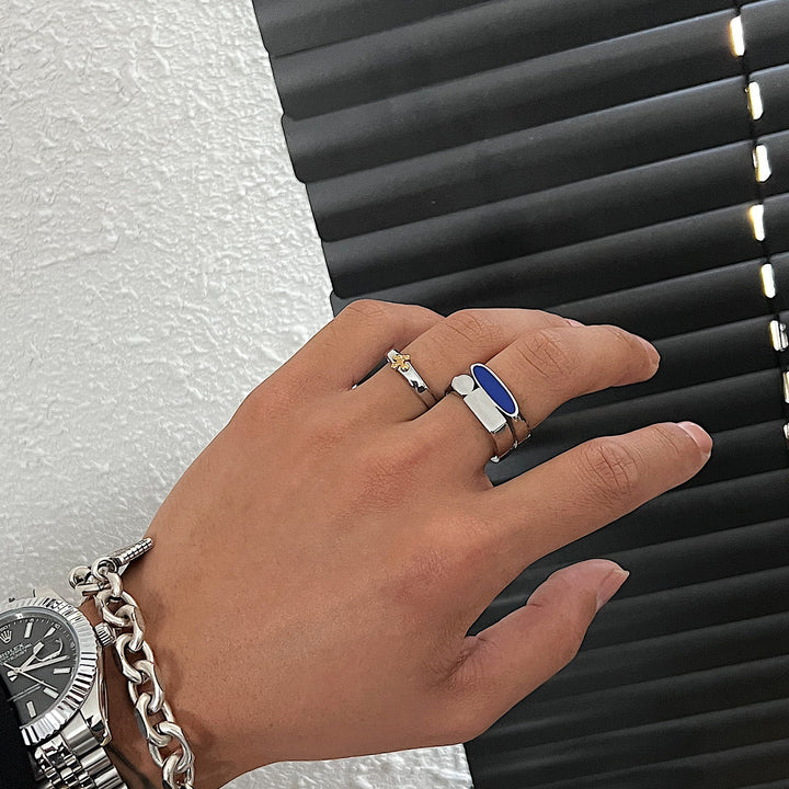 Blue Geometric Ring OR217 – 韓国メンズファッション通販 - ORUN -