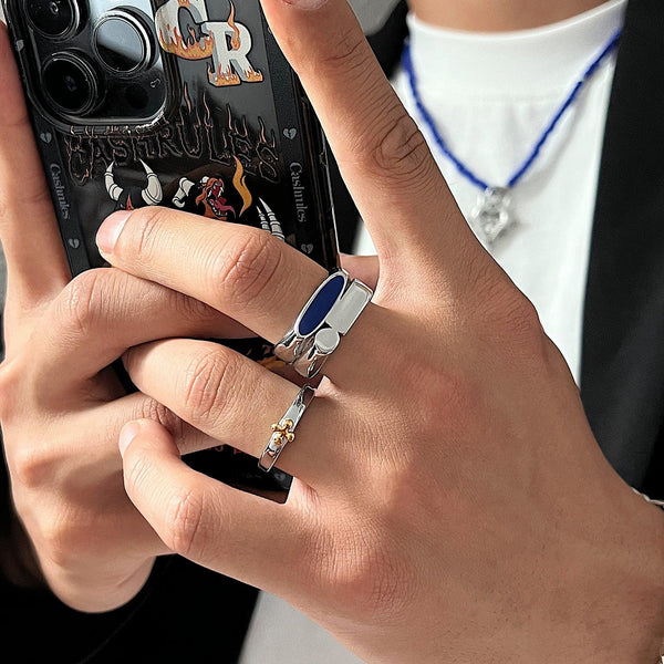 Blue Geometric Ring    OR217