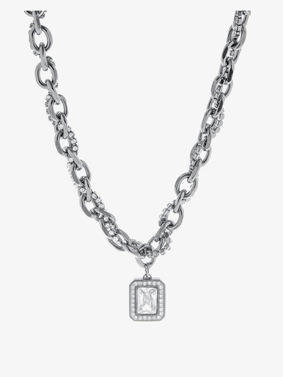 Double Layered Necklace Diamond-Encrusted Clavicle Chain OR606