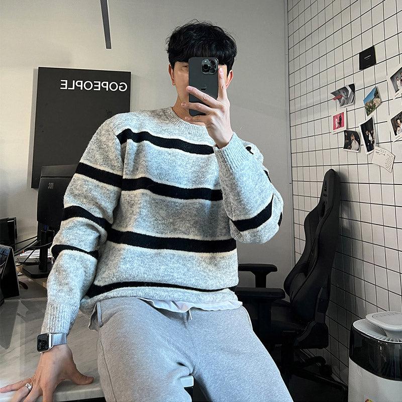 Knitted striped sweater　OR364