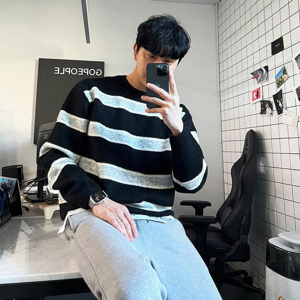 Knitted striped sweater　OR364