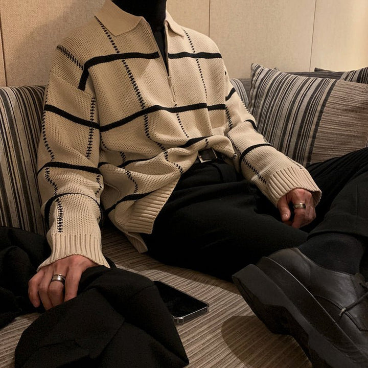 half zip retro knitwear OR287 – 韓国メンズファッション通販 - ORUN -