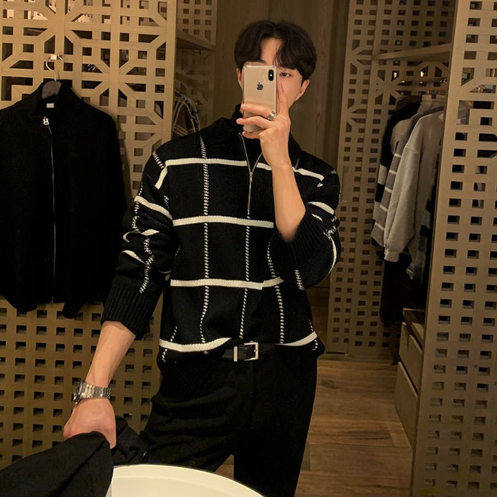 half zip retro knitwear OR287 – 韓国メンズファッション通販