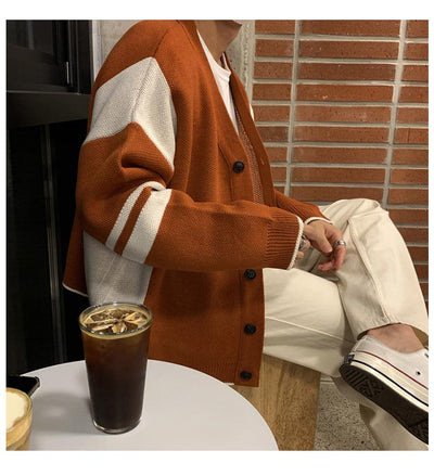 Oversize Orange Knit Cardigan or366
