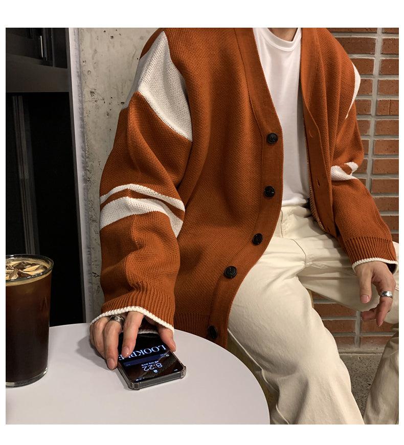Oversize Orange Knit Cardigan or366