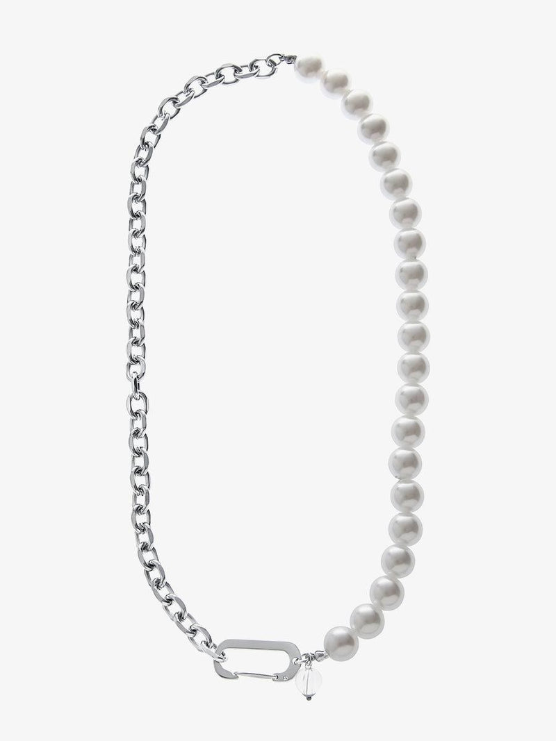 Pearl Stitching Titanium Steel Chain Necklace or605