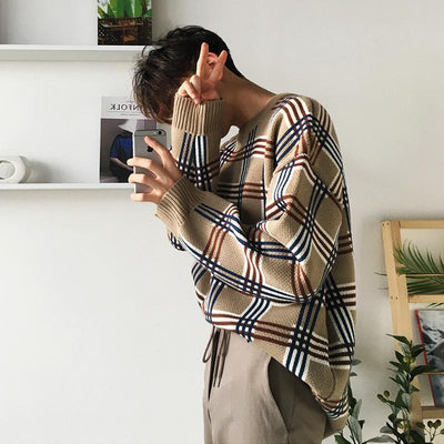 Plaid Loose Sweater OR390