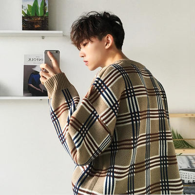 Plaid Loose Sweater OR390