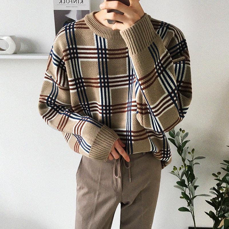 Plaid Loose Sweater OR390