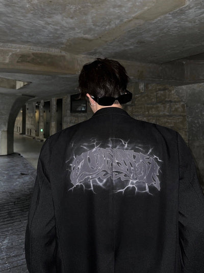 Back letter print blazer or2002 - ORUN