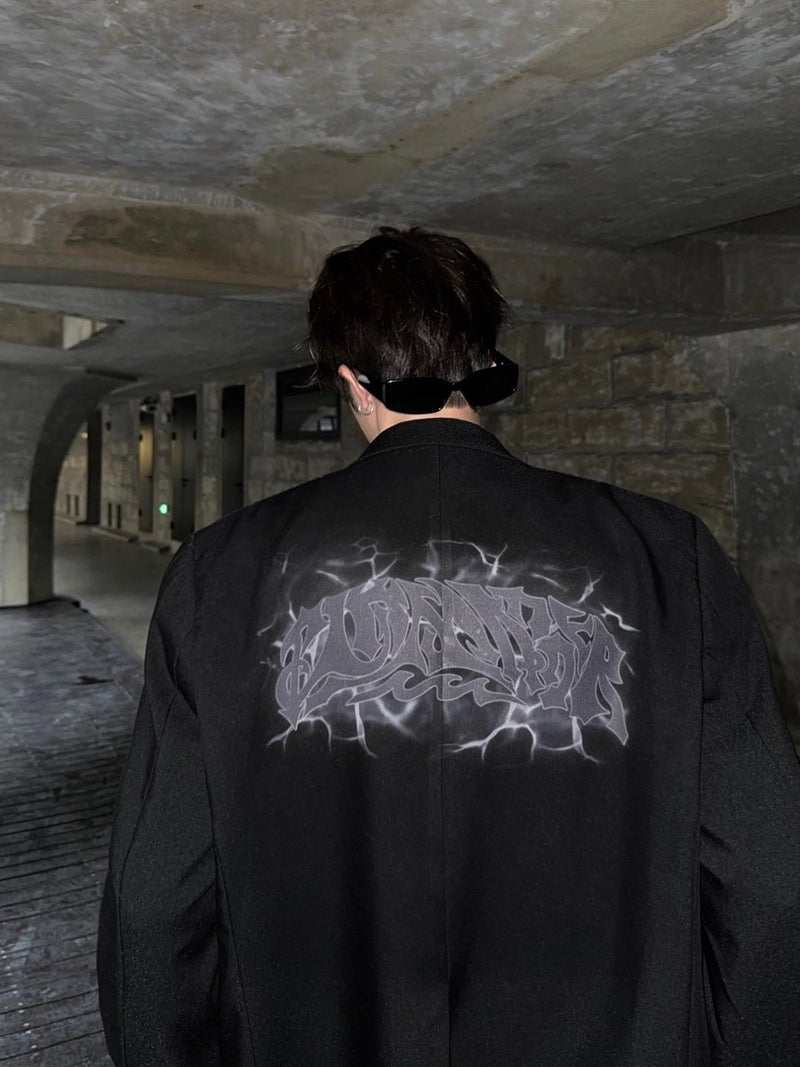 Back letter print blazer or2002 - ORUN