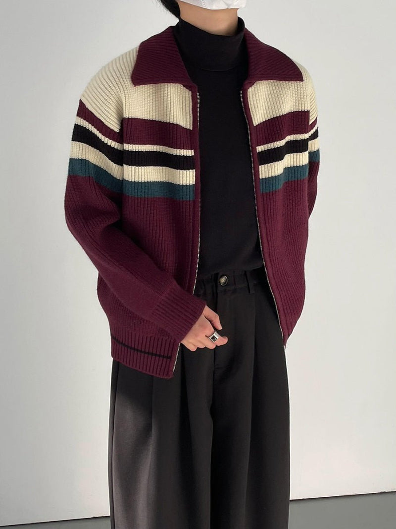 Border knit zipper jacket or2631 - ORUN