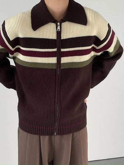 Border knit zipper jacket or2631 - ORUN