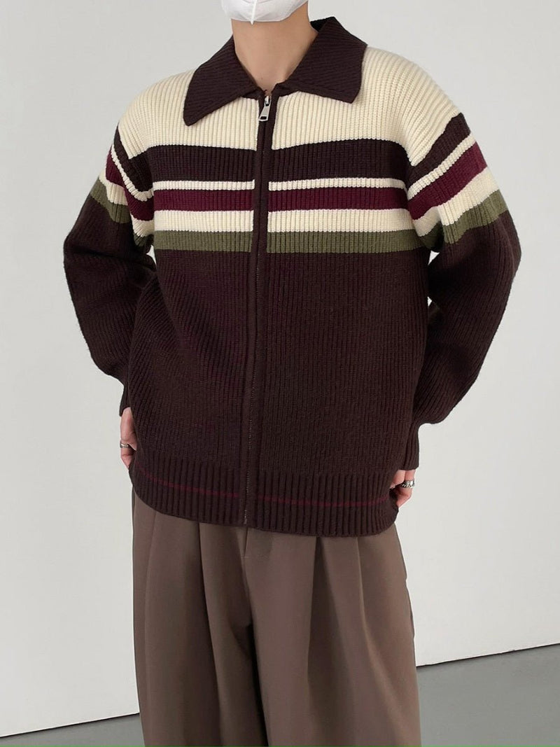 Border knit zipper jacket or2631 - ORUN