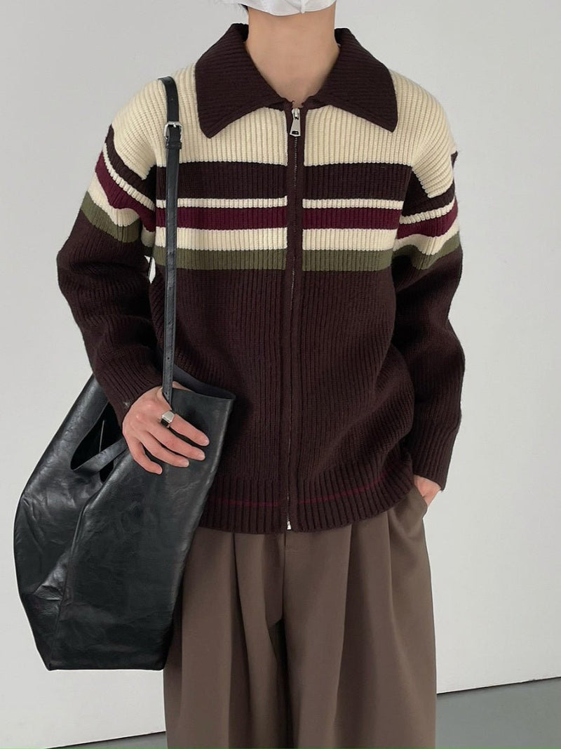 Border knit zipper jacket or2631 - ORUN