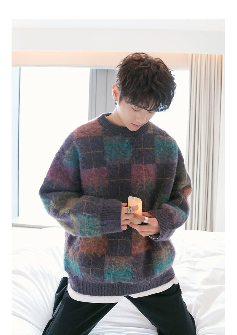 Check pattern knit sweater or2308 - ORUN