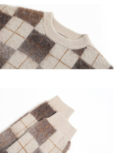 Check pattern knit sweater or2308 - ORUN