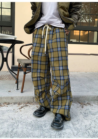 Check pattern straight wide pants or2478 - ORUN