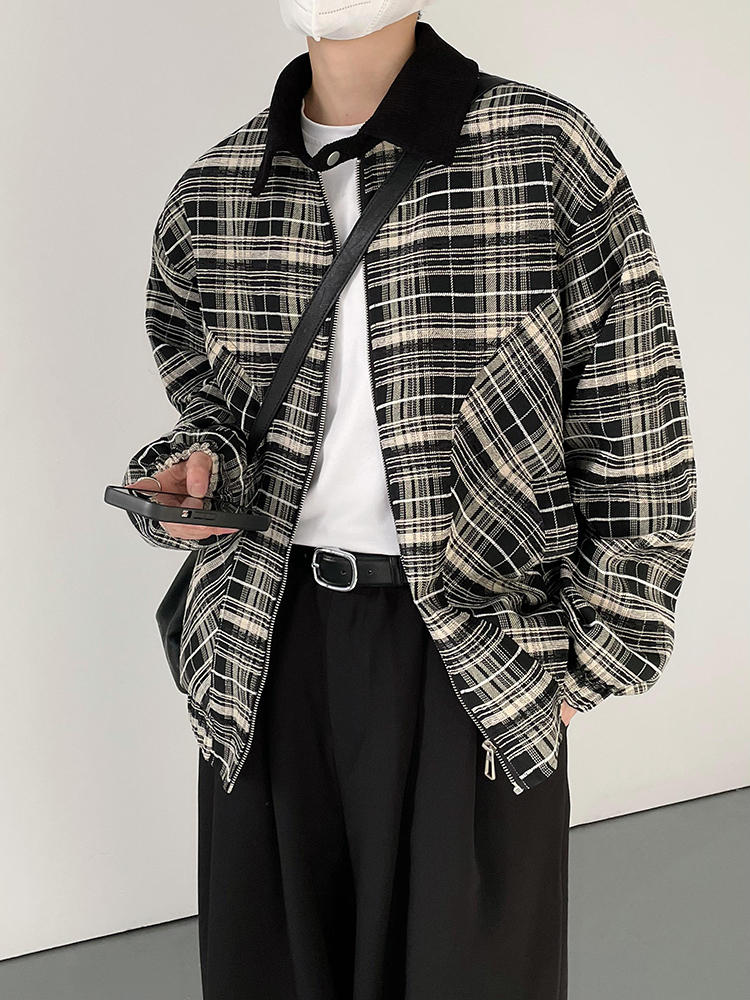 Check pattern zipper jacket or2632 - ORUN