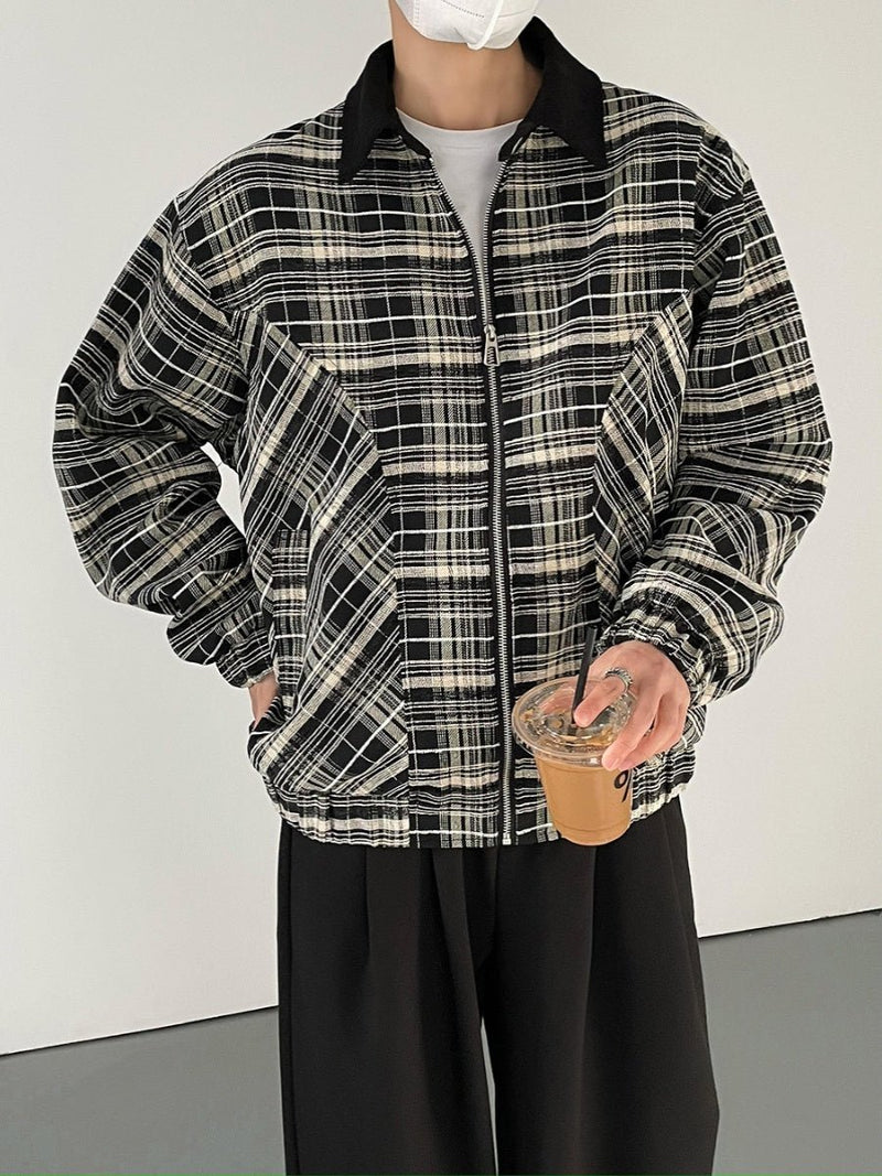 Check pattern zipper jacket or2632 - ORUN
