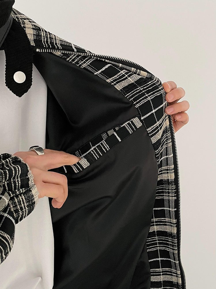 Check pattern zipper jacket or2632 - ORUN