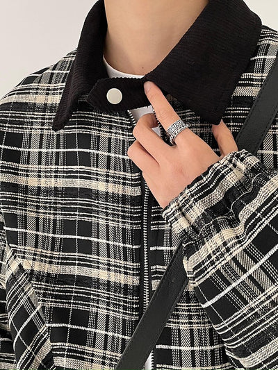 Check pattern zipper jacket or2632 - ORUN