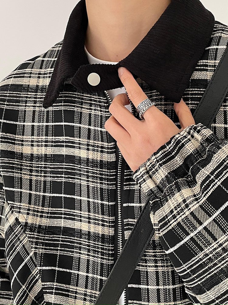 Check pattern zipper jacket or2632 - ORUN