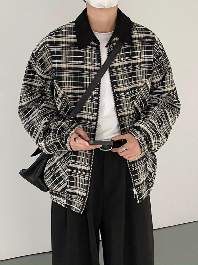 Check pattern zipper jacket or2632 - ORUN