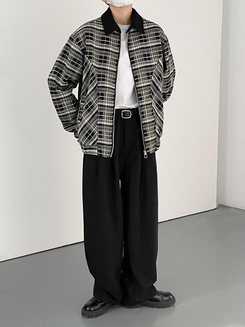 Check pattern zipper jacket or2632 - ORUN