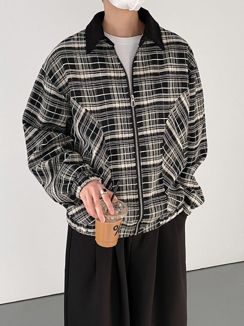 Check pattern zipper jacket or2632 - ORUN