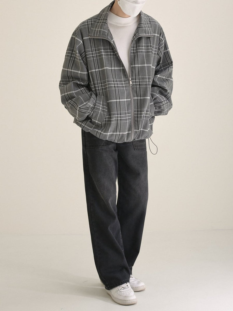 Check pattern zipper jacket or2720 - ORUN