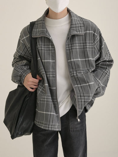 Check pattern zipper jacket or2720 - ORUN