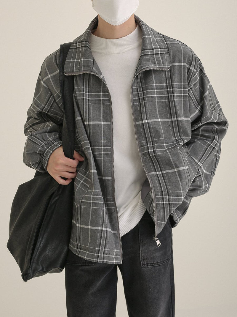 Check pattern zipper jacket or2720 - ORUN
